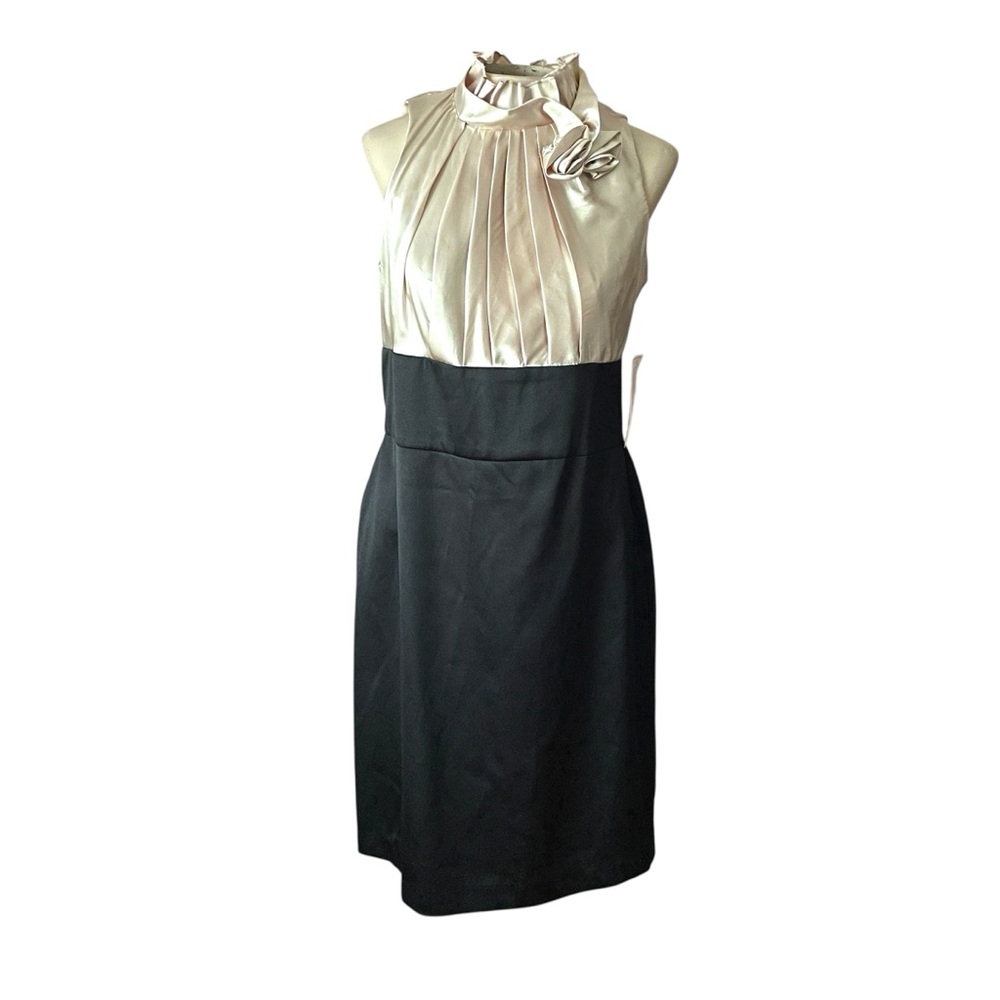 NWT NW Collections Rosette Semi-Formal Bridesmaids Black & Cream Dress Size 10